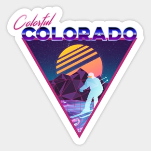 Retro Vaporwave Ski Mountain | Colorful Colorado | Shirts, Stickers, and More! Sticker